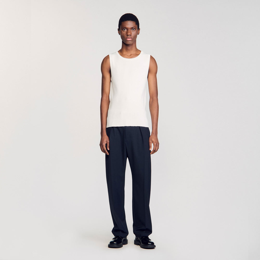 Sandro / Rib knit vest top Optic White