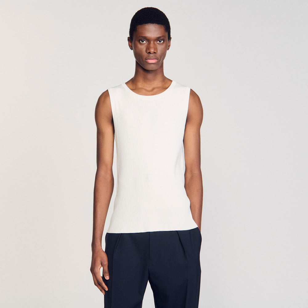 Sandro / Rib knit vest top Optic White