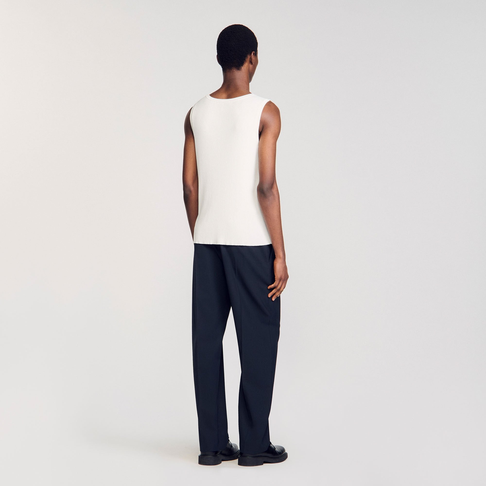 Sandro / Rib knit vest top Optic White