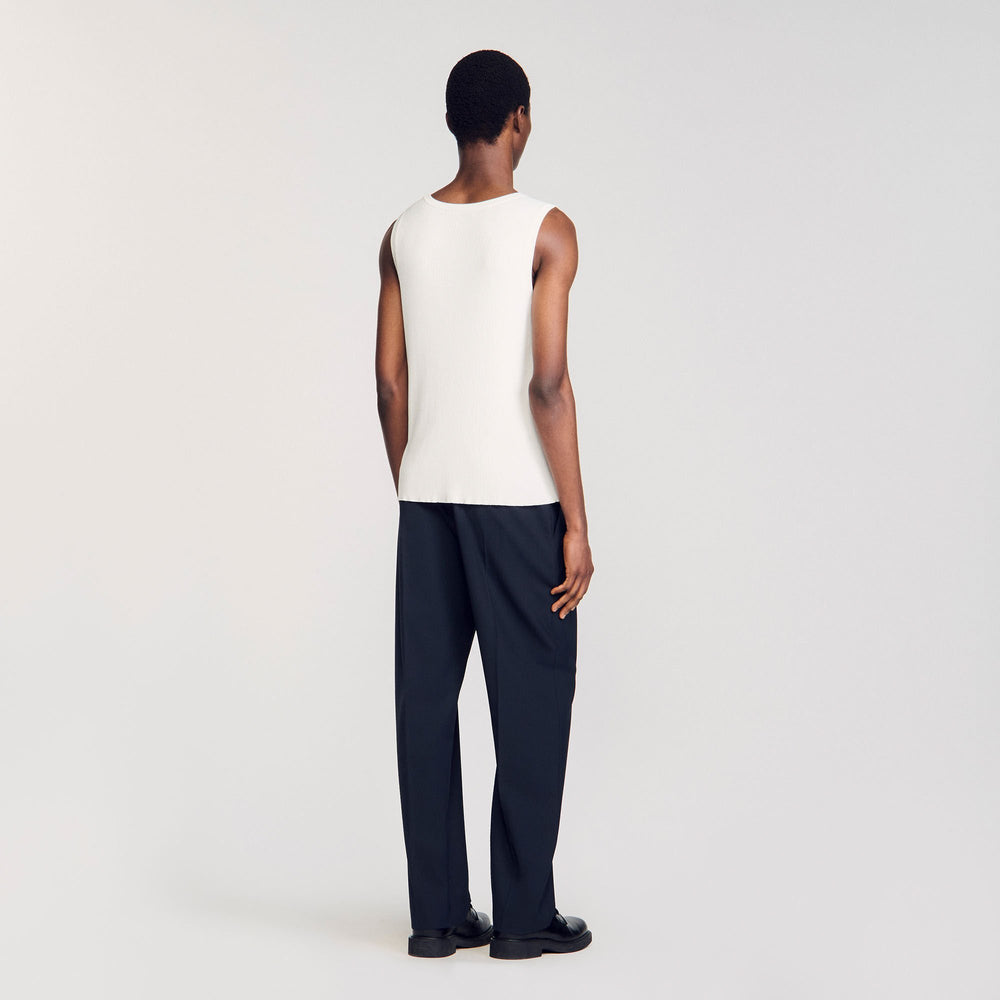 Sandro / Rib knit vest top Optic White