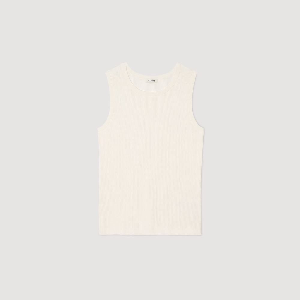 Sandro / Rib knit vest top Optic White