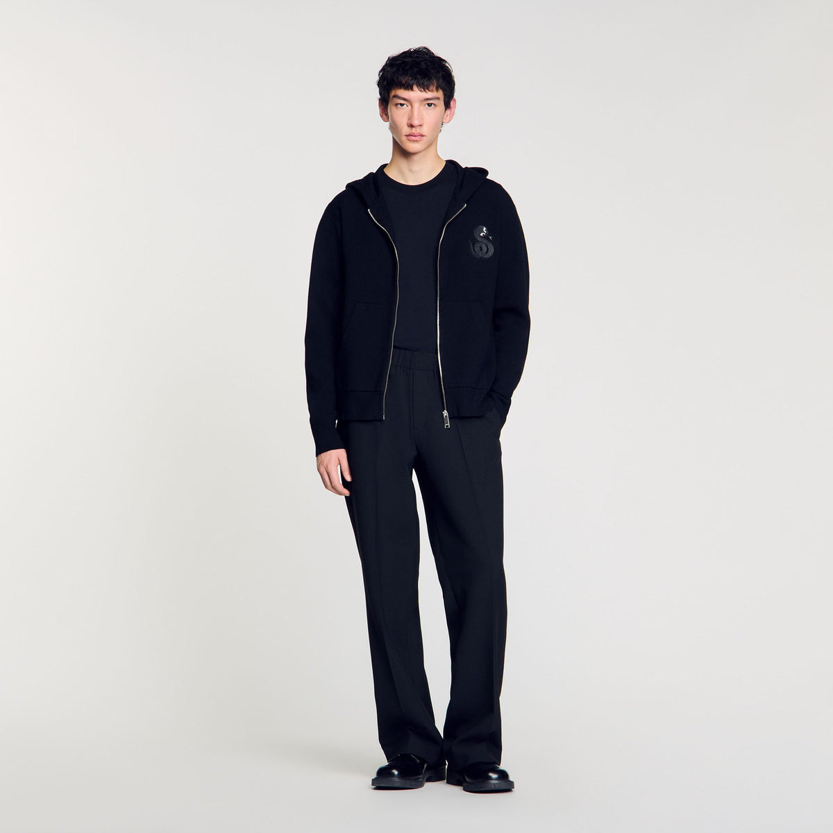 Sandro / Zip-up cardigan with snake detail Black