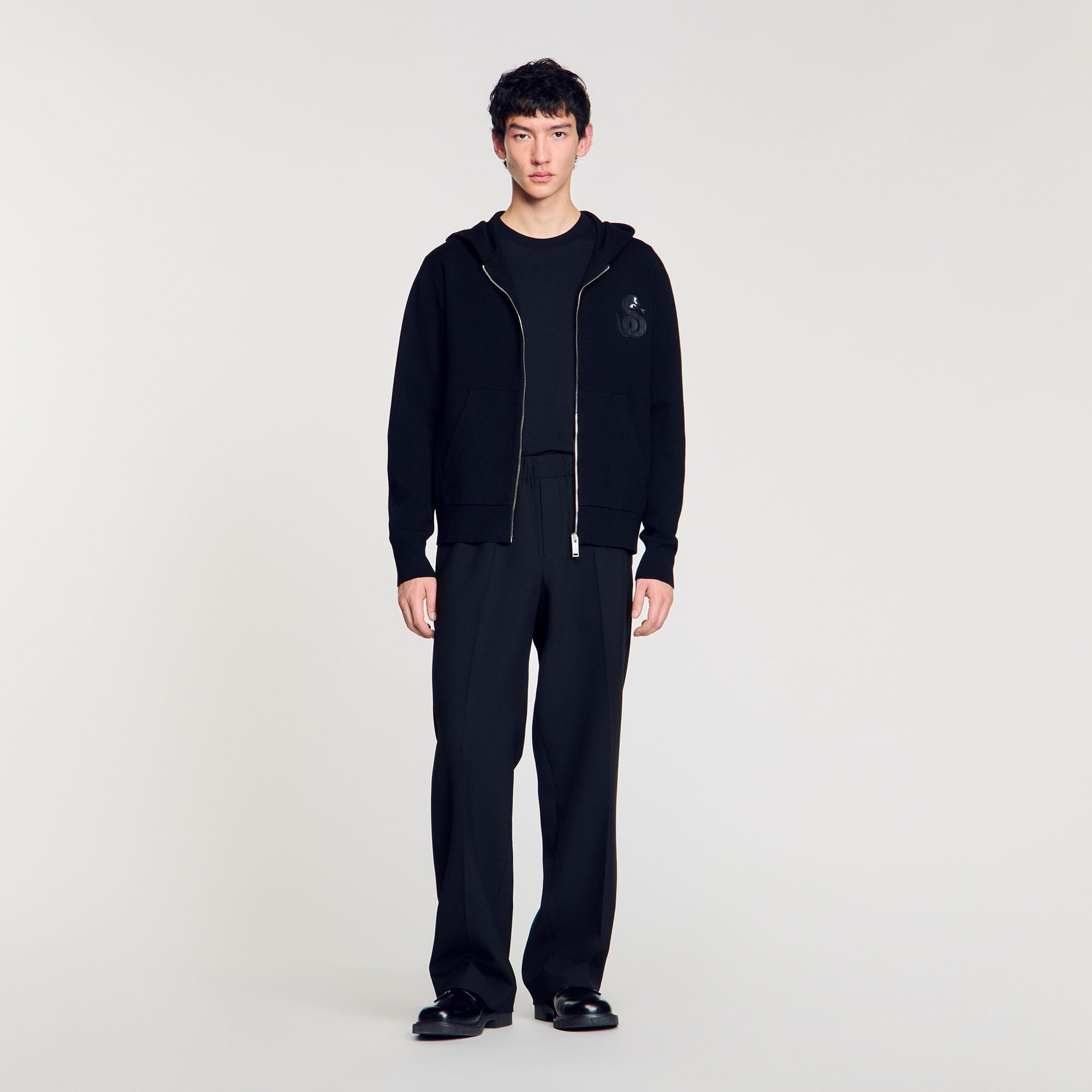 Sandro / Zip-up cardigan with snake detail Black
