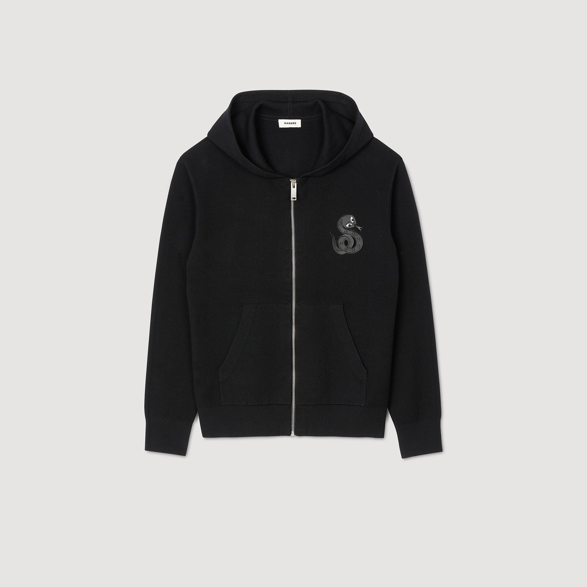 Sandro / Zip-up cardigan with snake detail Black