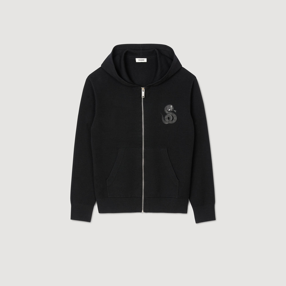 Sandro / Zip-up cardigan with snake detail Black