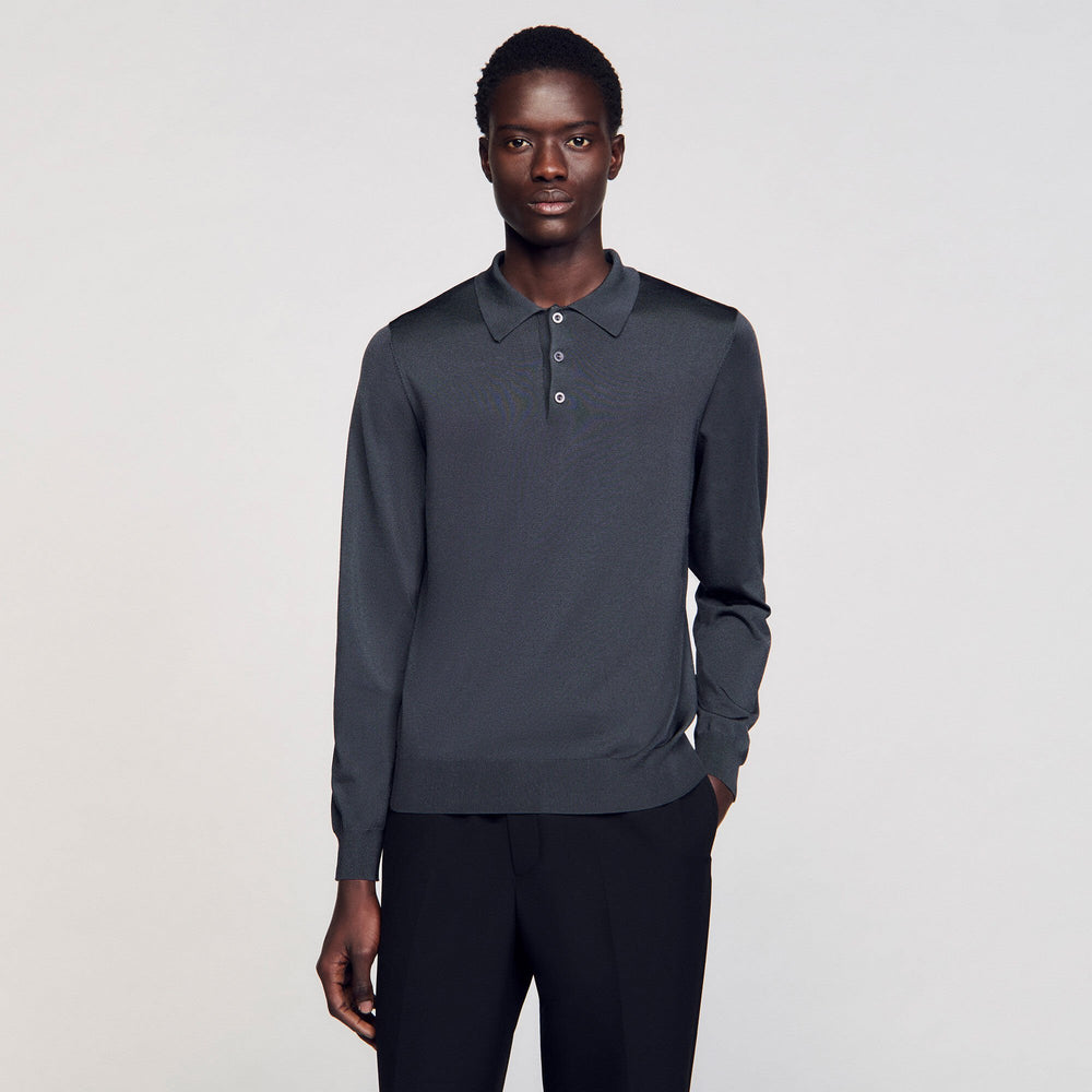 Sandro / Ribbed polo shirt Fonte