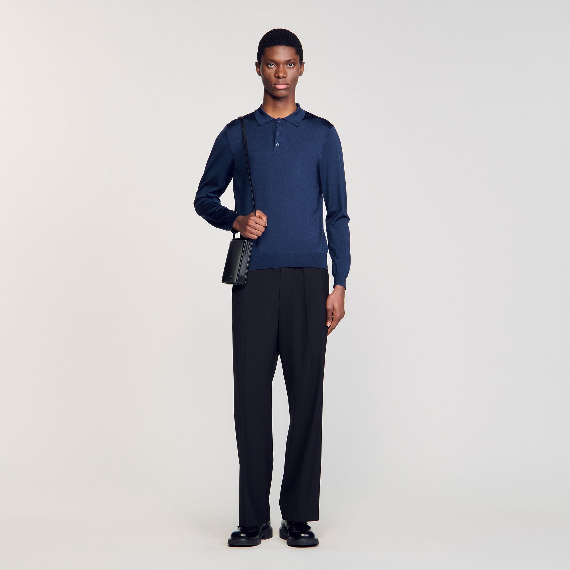 Sandro / Ribbed polo shirt Royal Blue