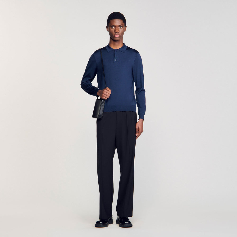 Sandro / Ribbed polo shirt Royal Blue