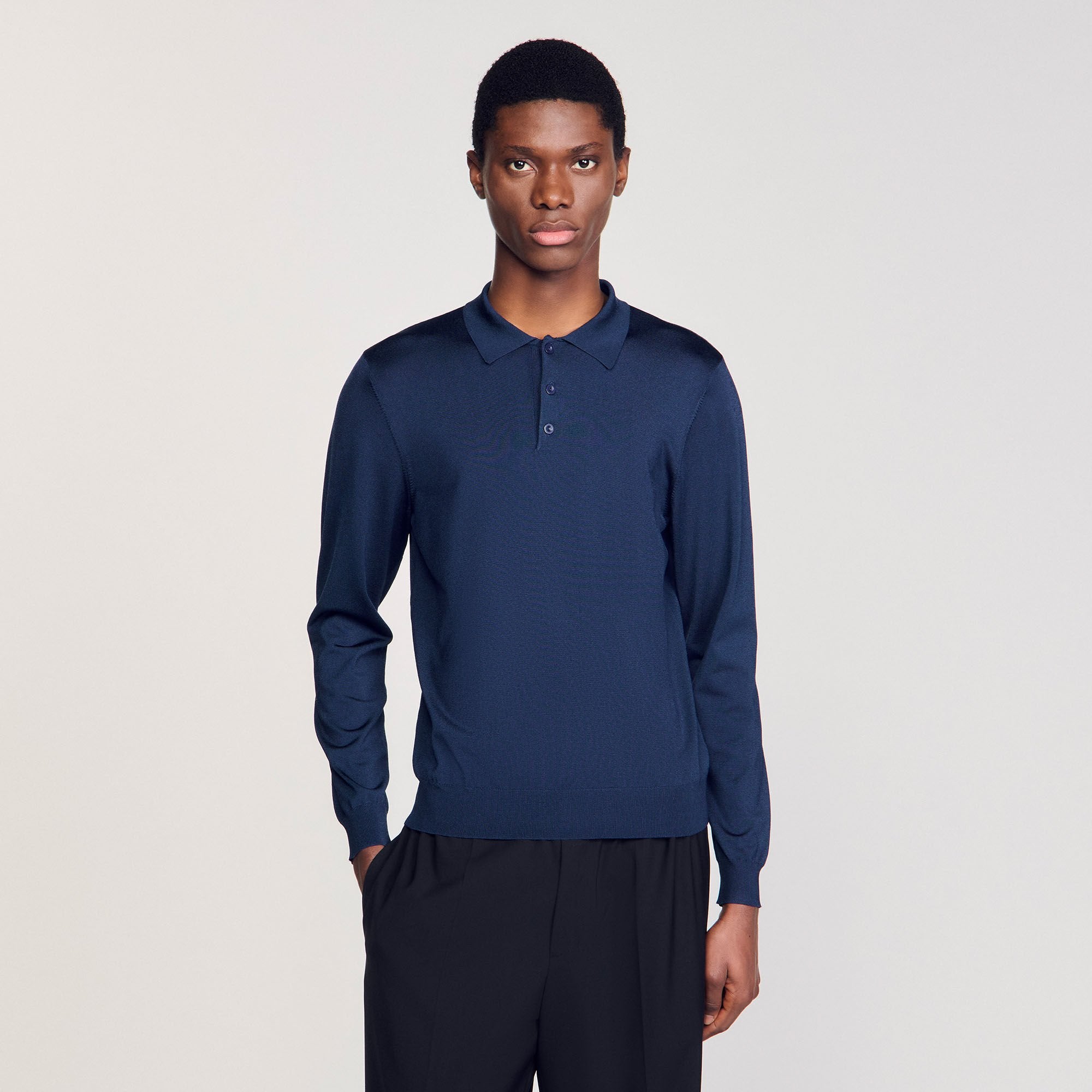 Sandro / Ribbed polo shirt Royal Blue
