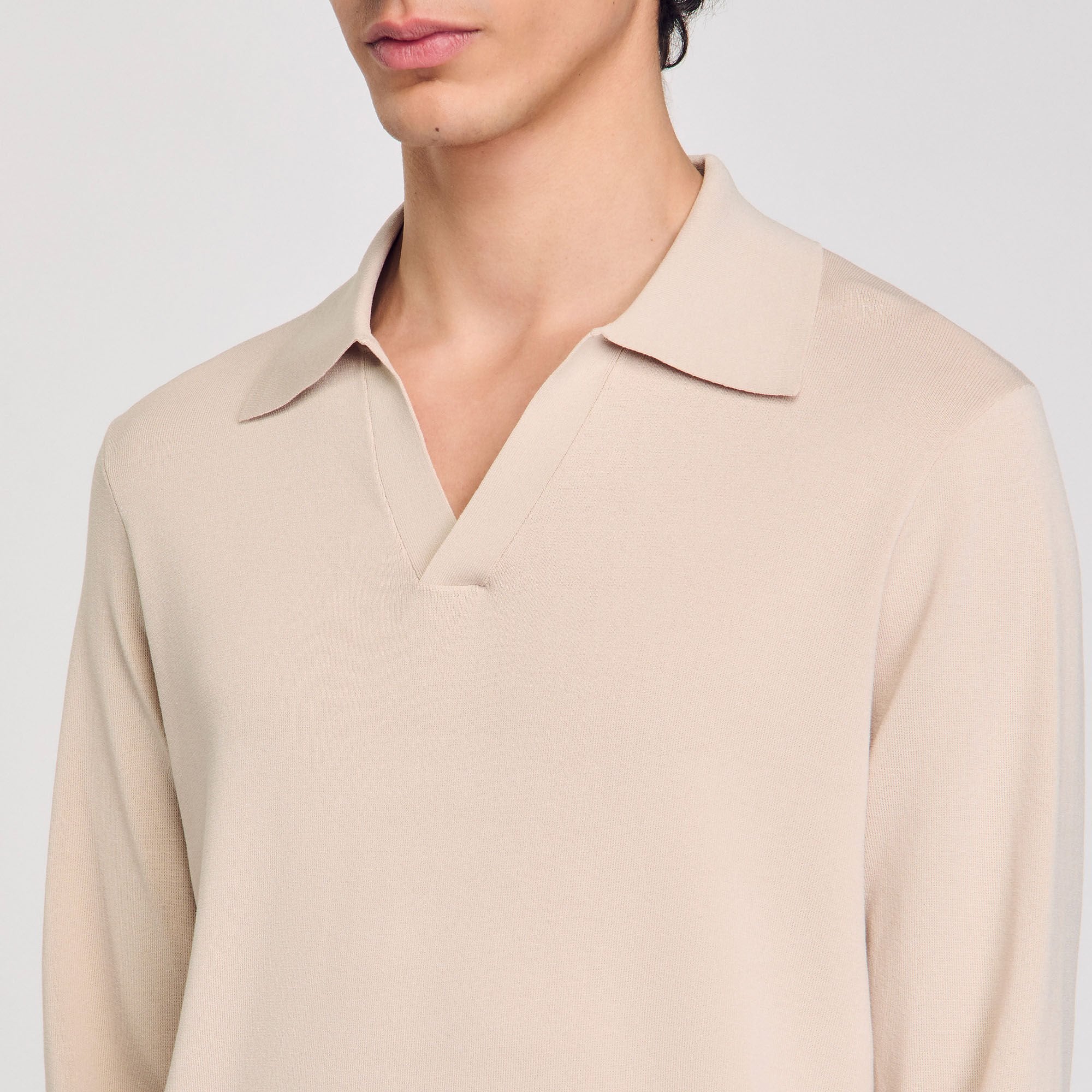 Sandro / Knit polo shirt Oats