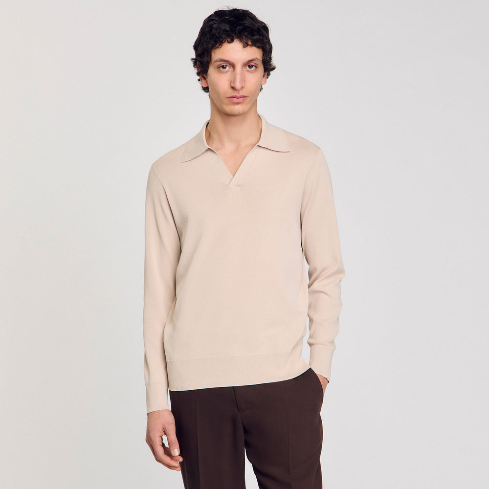 Sandro / Knit polo shirt Oats