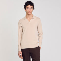 Sandro / Knit polo shirt Oats