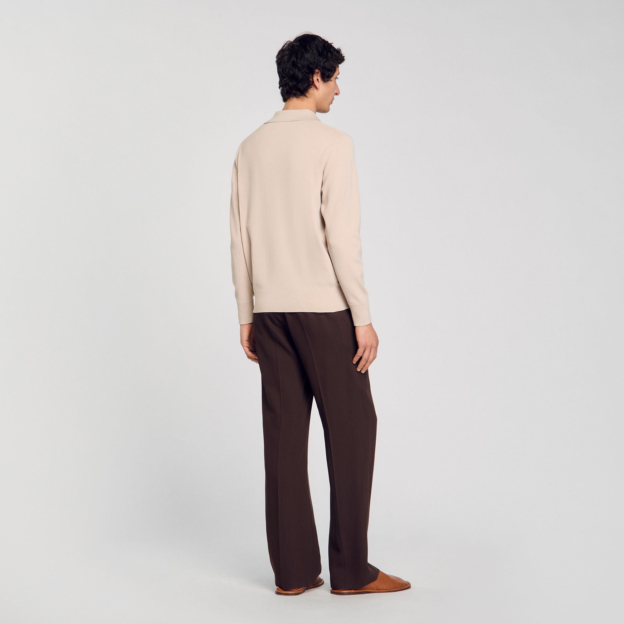 Sandro / Knit polo shirt Oats