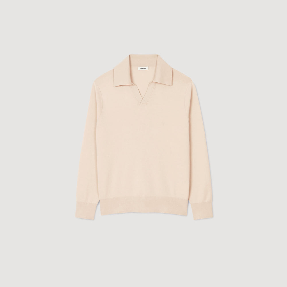 Sandro / Knit polo shirt Oats
