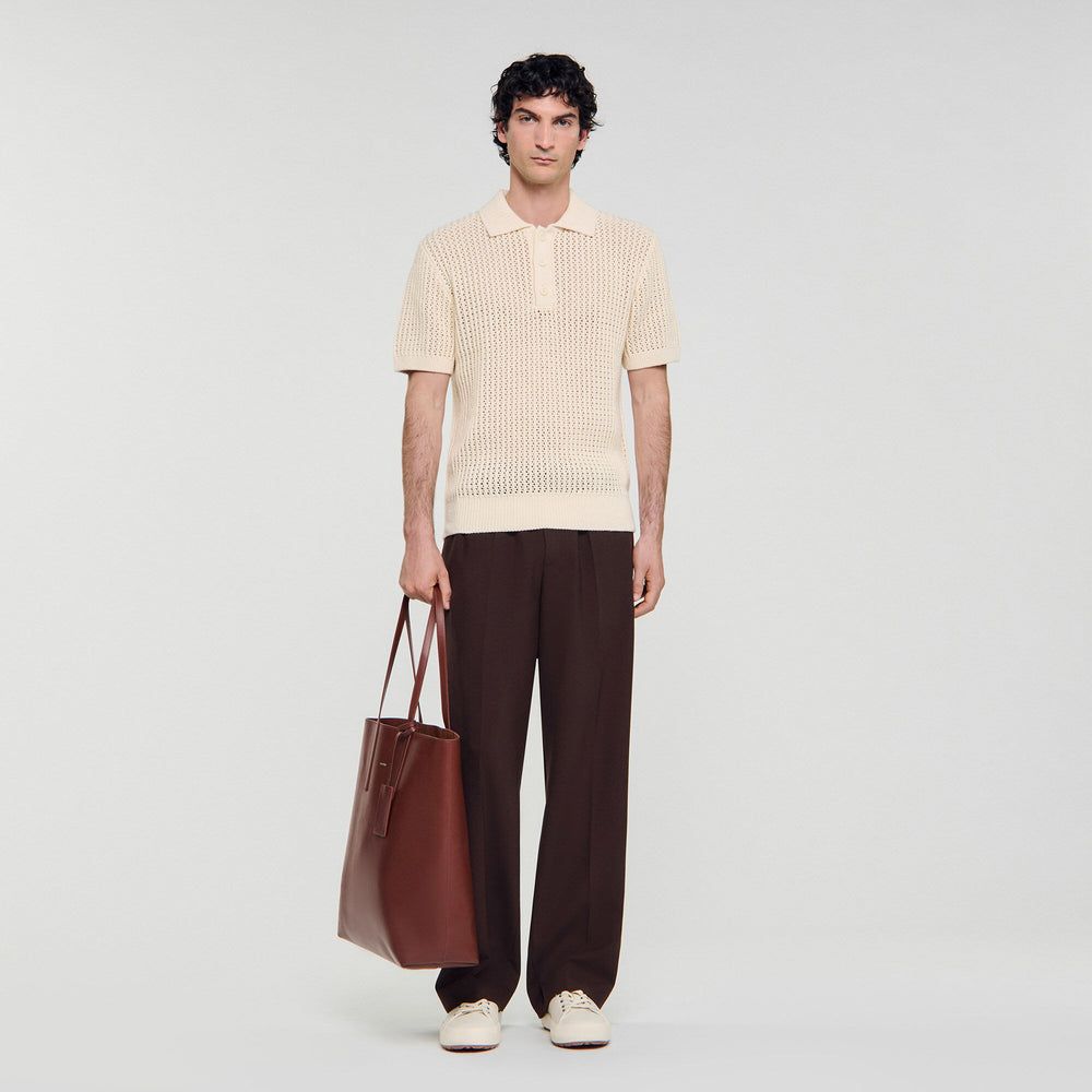 Sandro / Cotton shirt with polo collar Butter Cream
