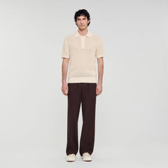 Sandro / Cotton shirt with polo collar Butter Cream