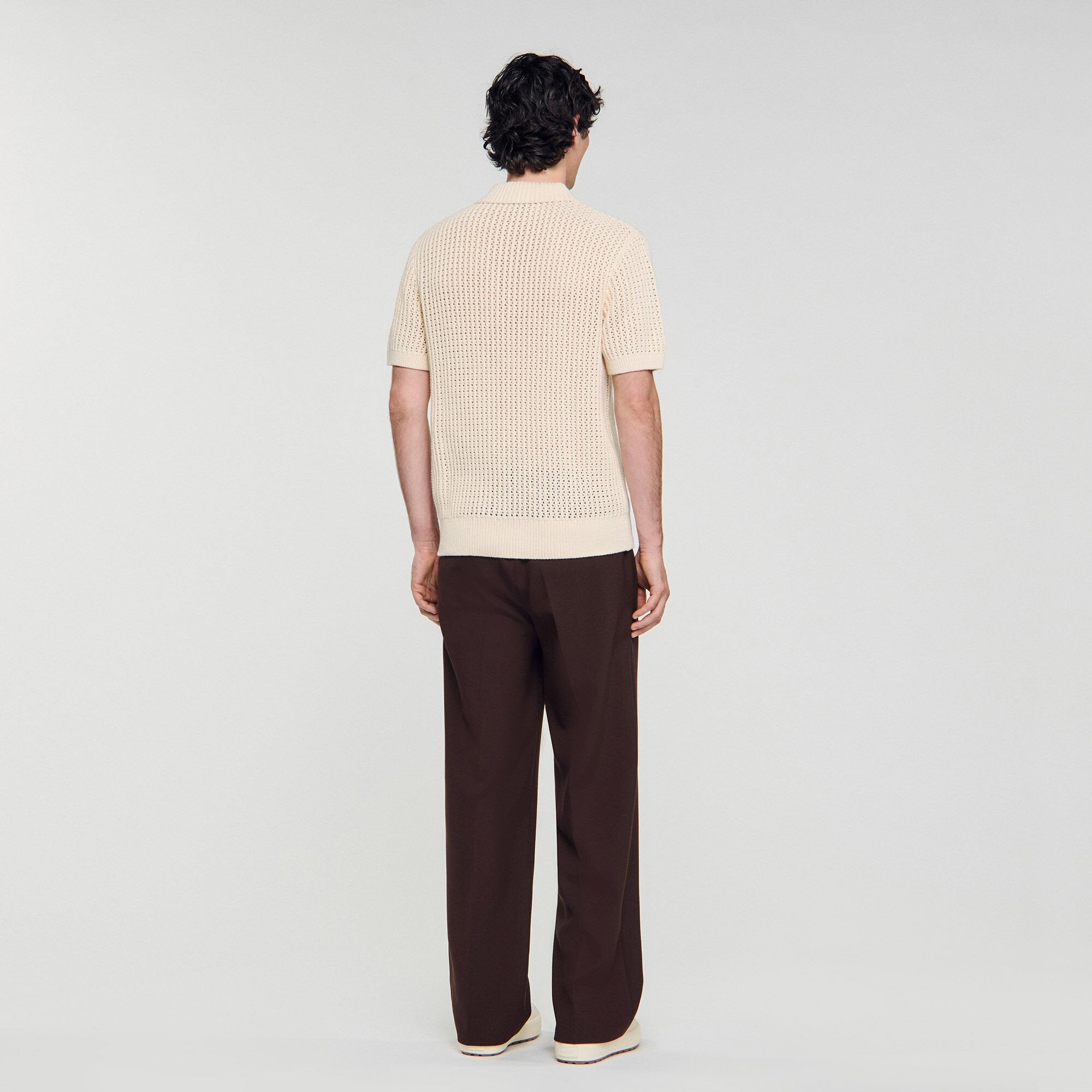 Sandro / Cotton shirt with polo collar Butter Cream