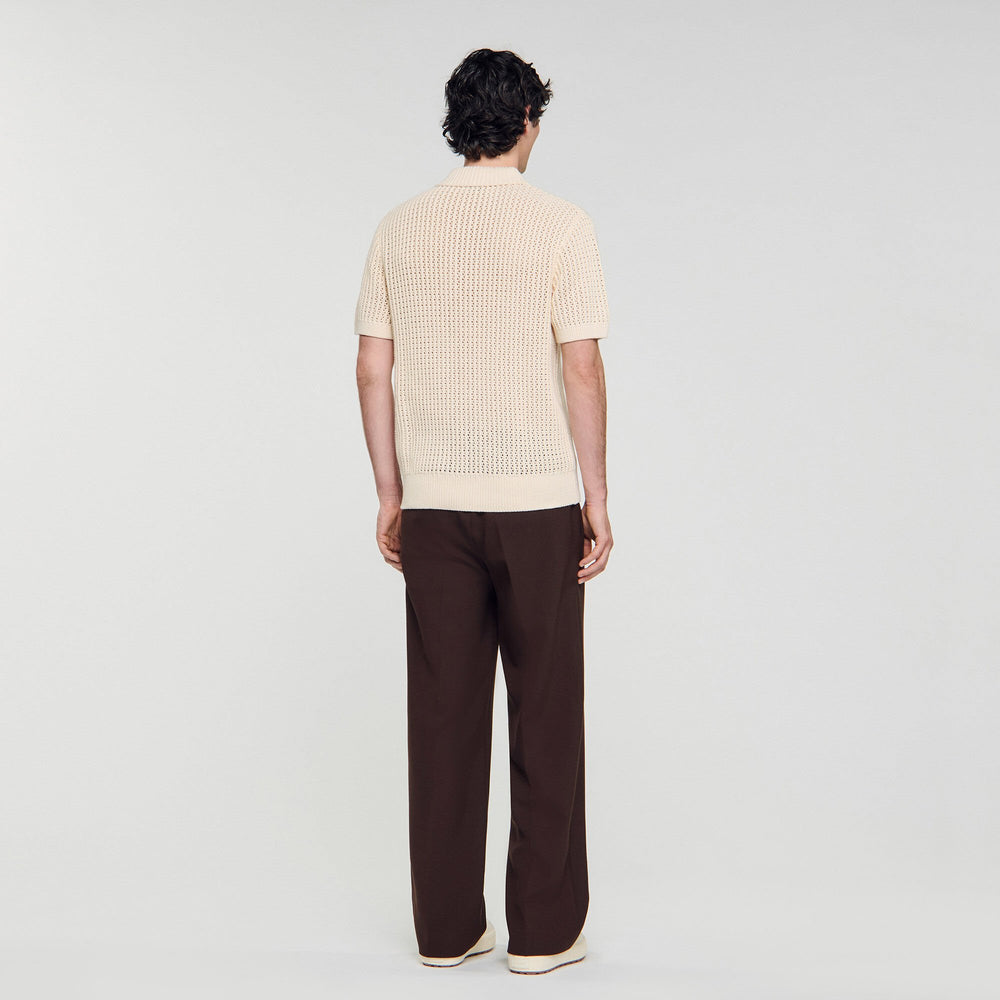 Sandro / Cotton shirt with polo collar Butter Cream