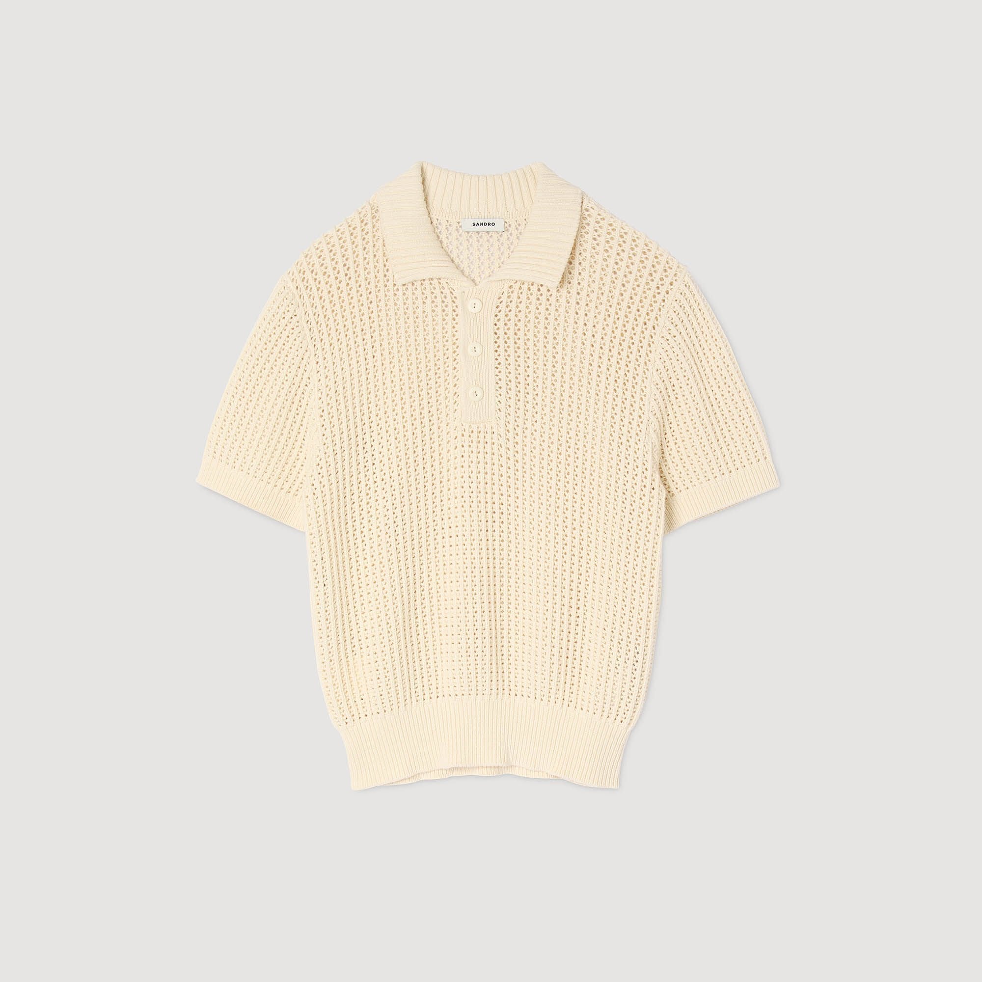 Sandro / Cotton shirt with polo collar Butter Cream