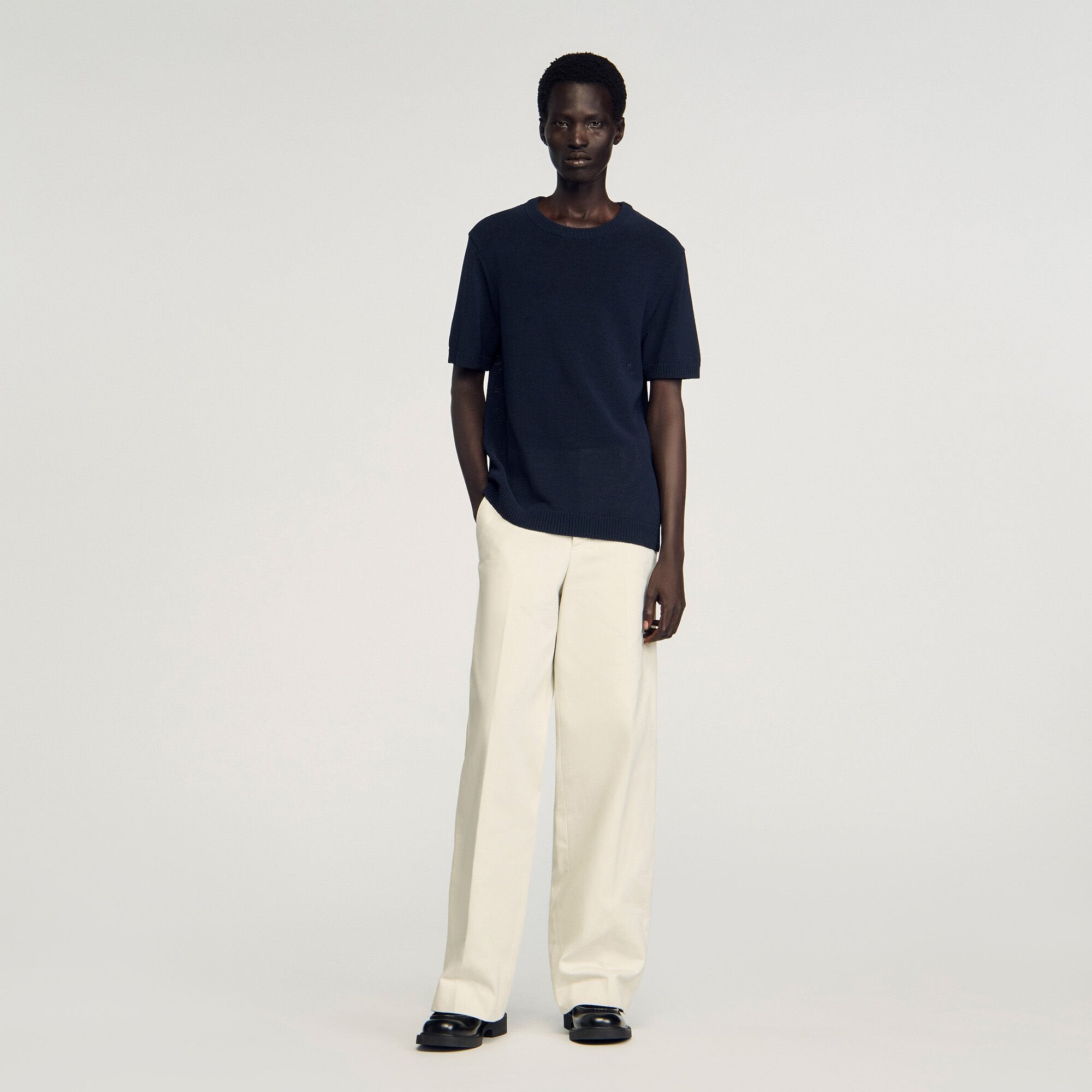 Sandro / Fine knit T-shirt Navy Blue