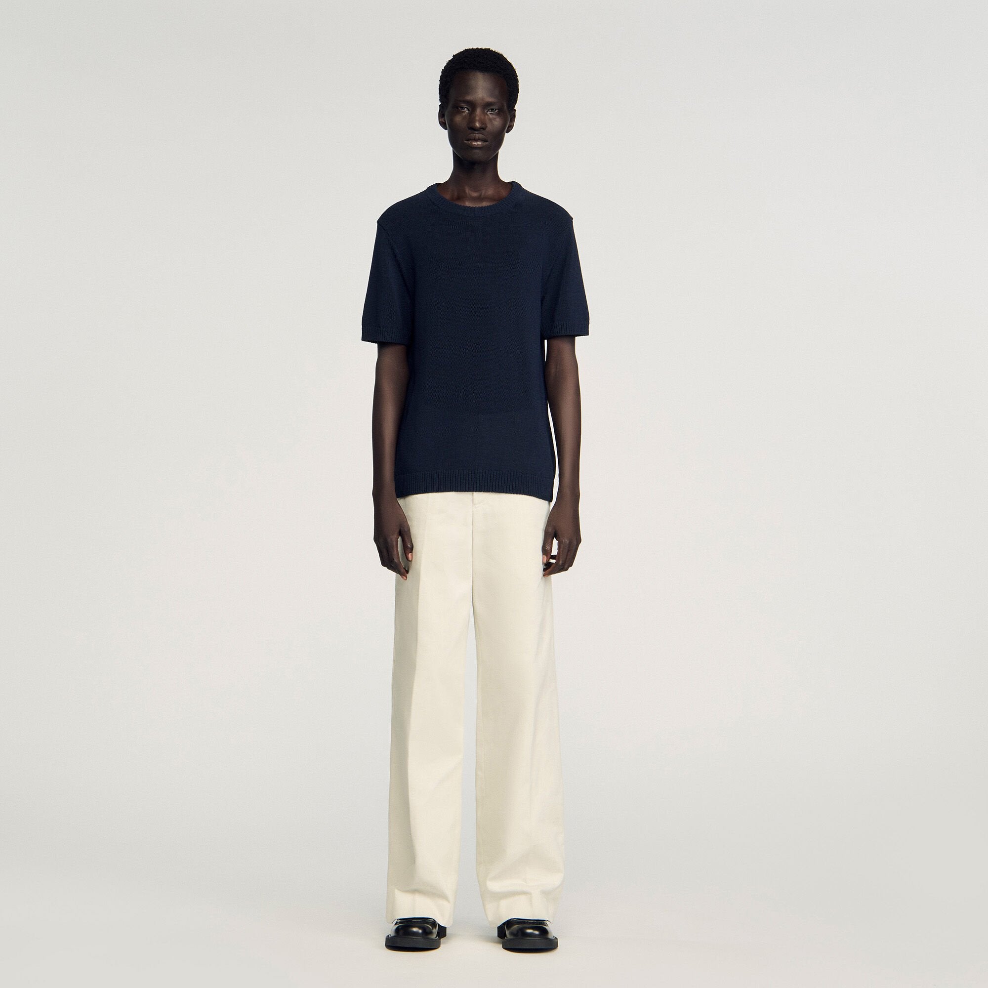 Sandro / Fine knit T-shirt Navy Blue