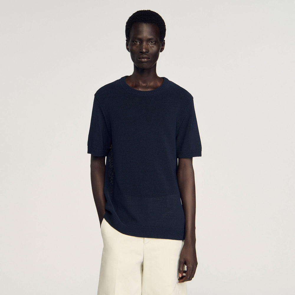 Sandro / Fine knit T-shirt Navy Blue