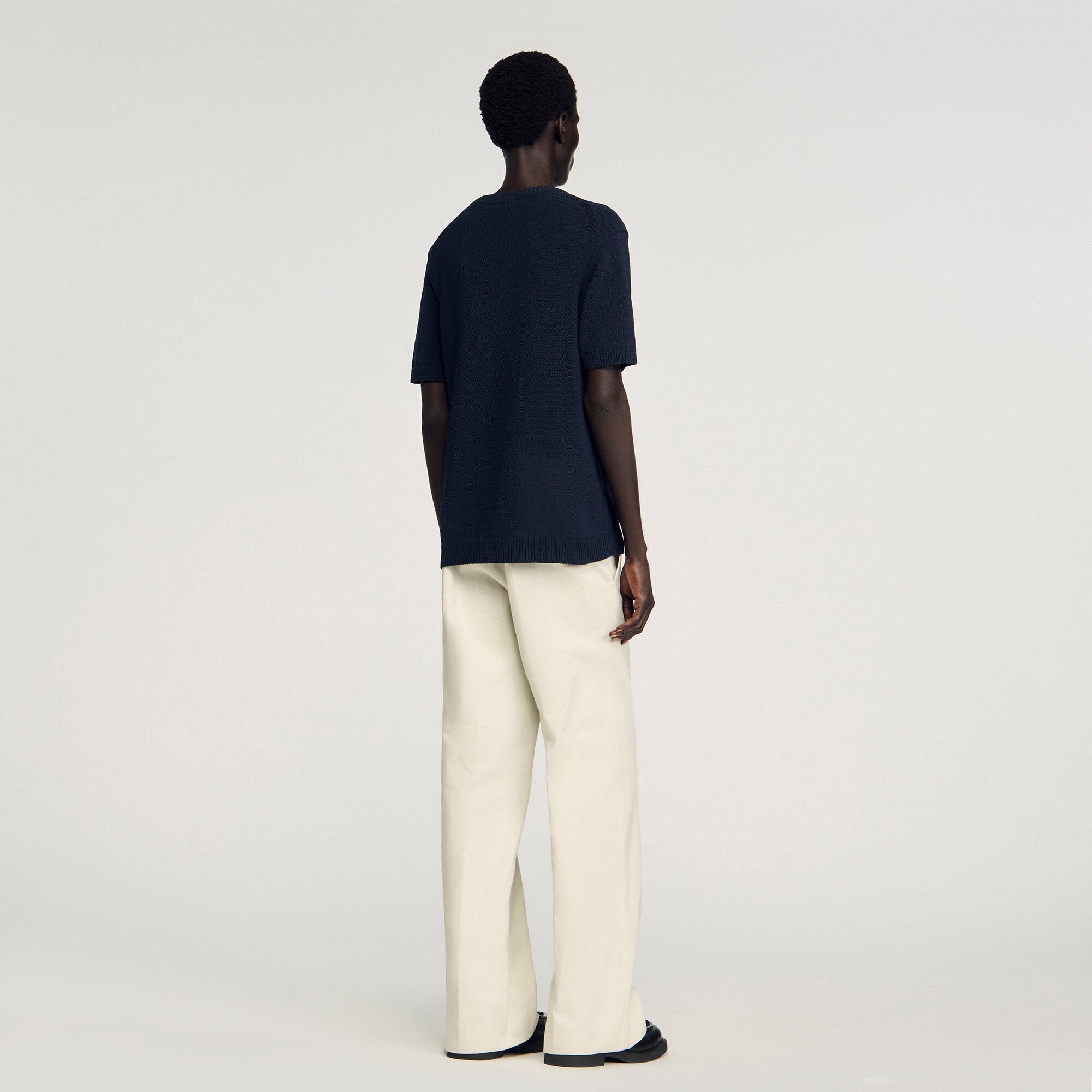 Sandro / Fine knit T-shirt Navy Blue