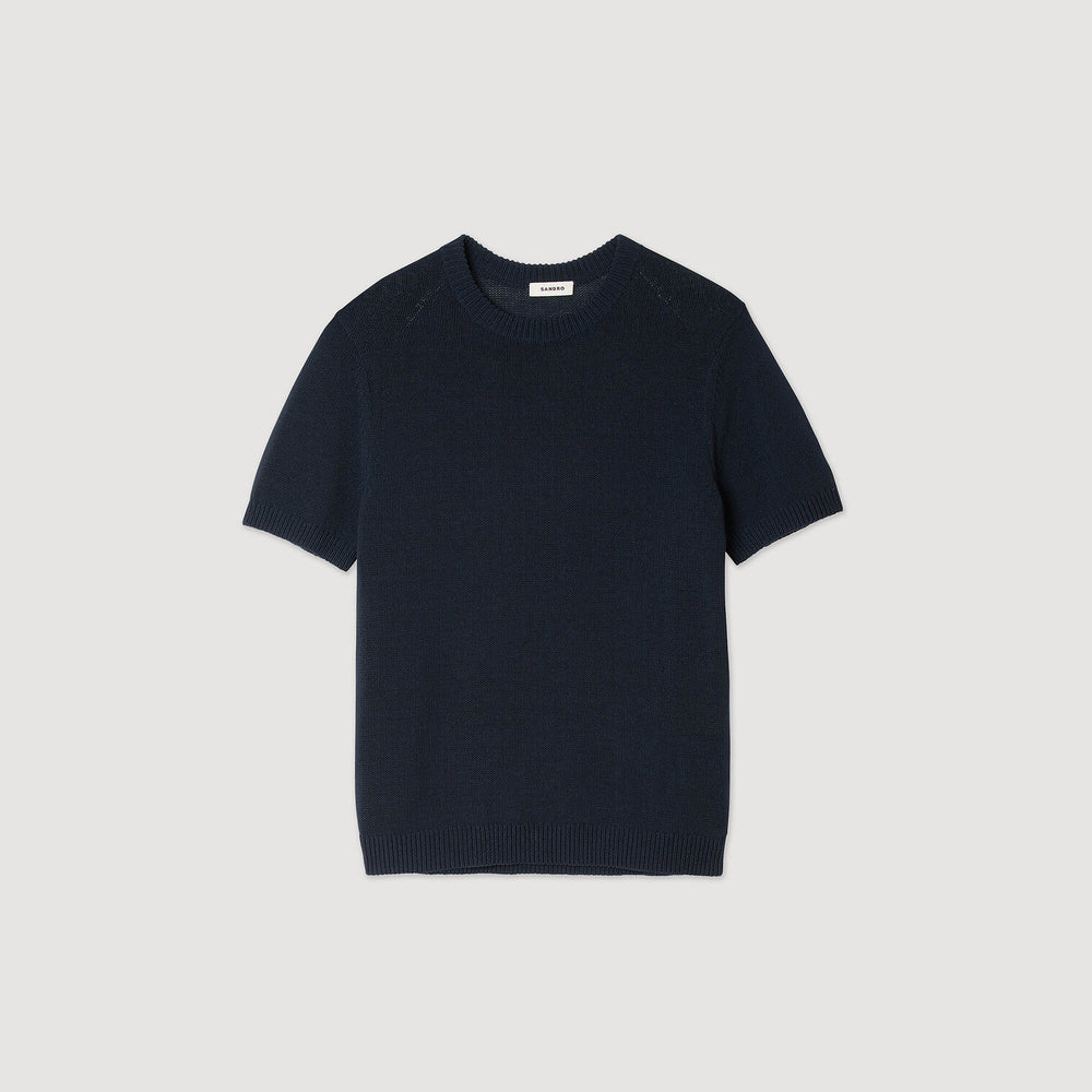Sandro / Fine knit T-shirt Navy Blue