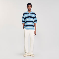 Sandro / Striped knit polo shirt Chambray