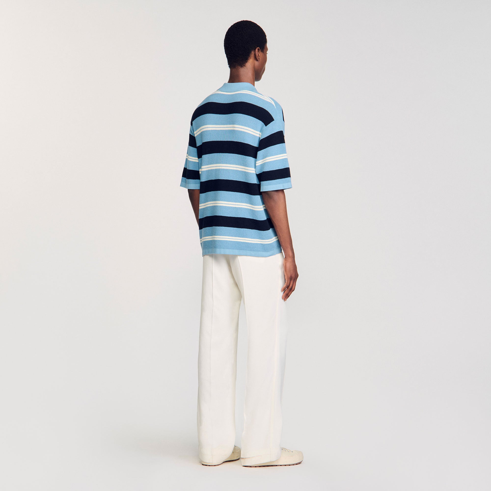 Sandro / Striped knit polo shirt Chambray