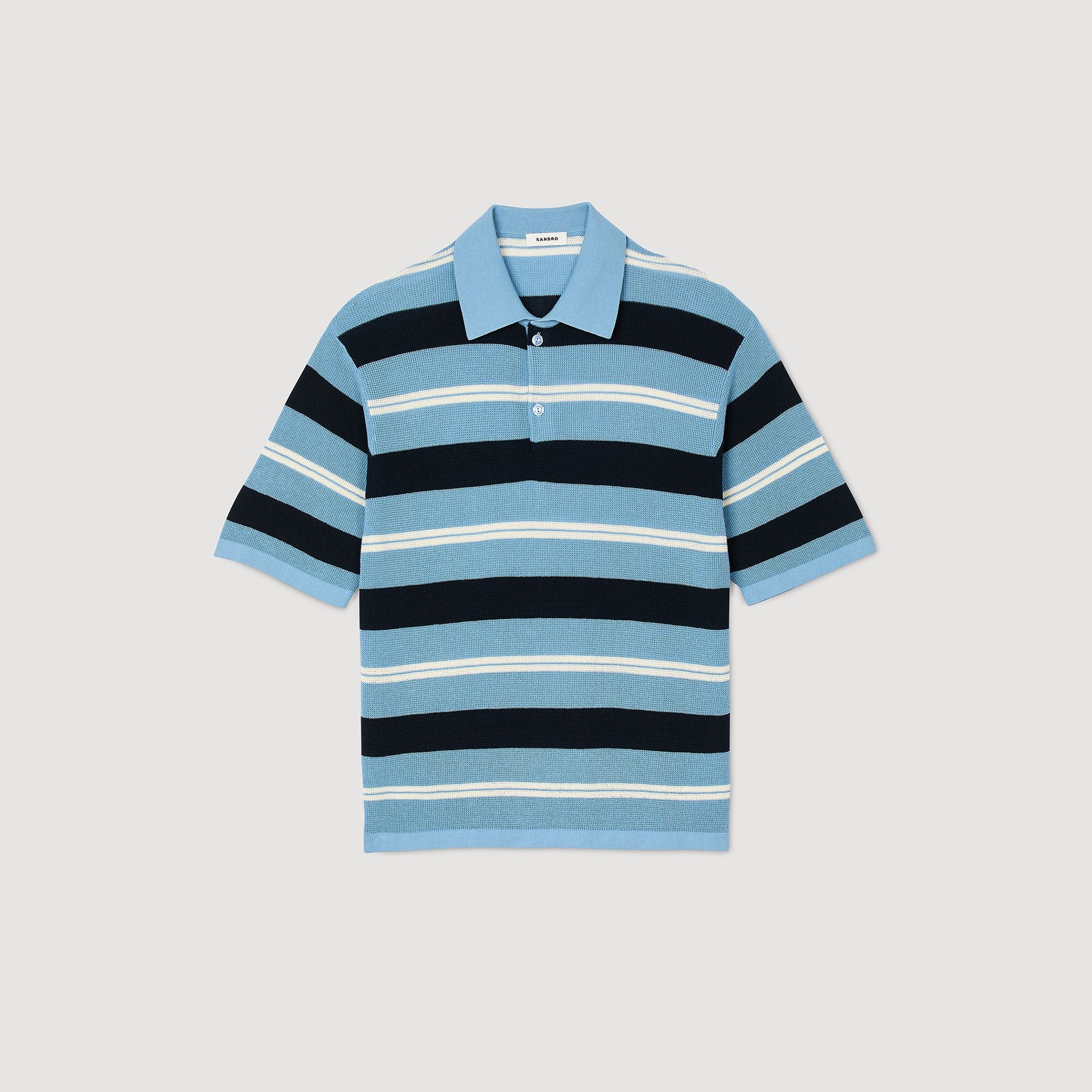 Sandro / Striped knit polo shirt Chambray
