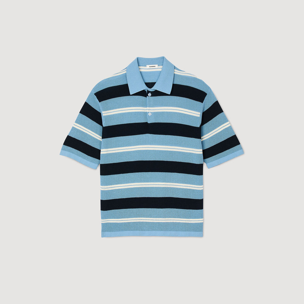 Sandro / Striped knit polo shirt Chambray