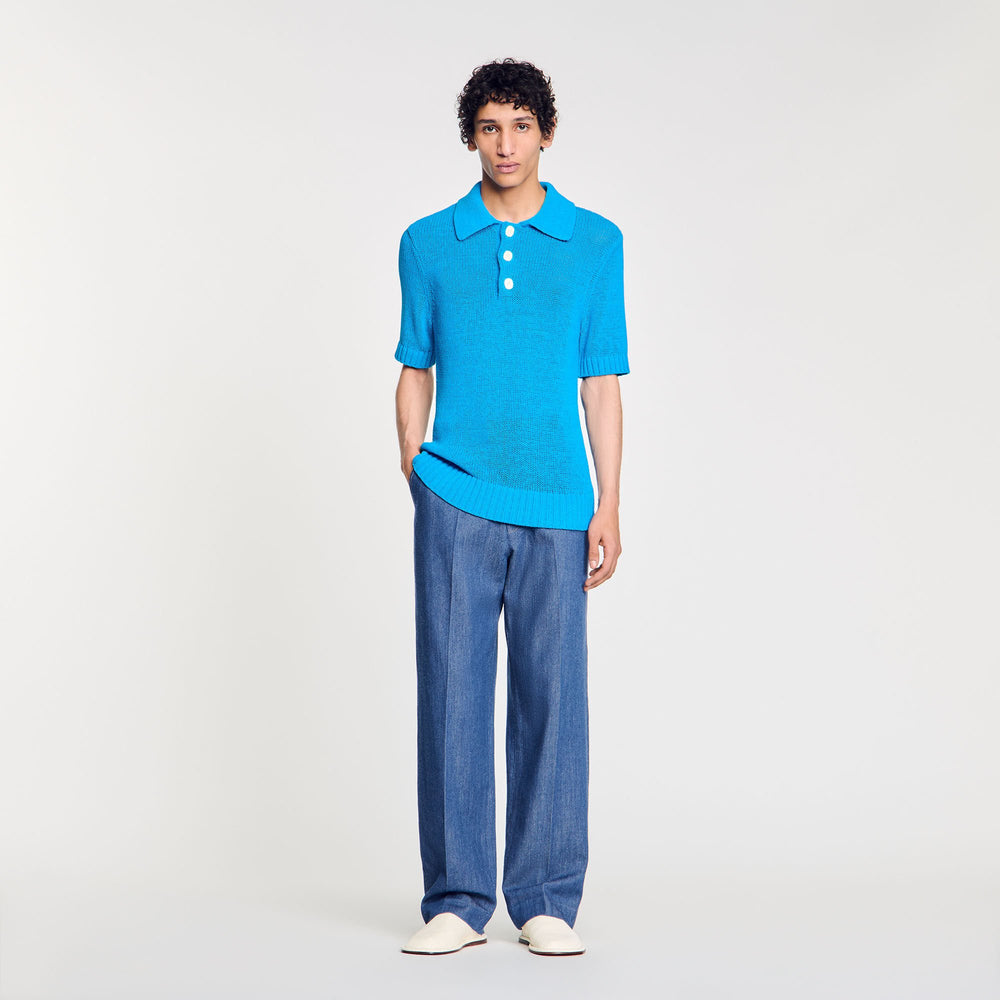 Sandro / Knit polo shirt Azur.