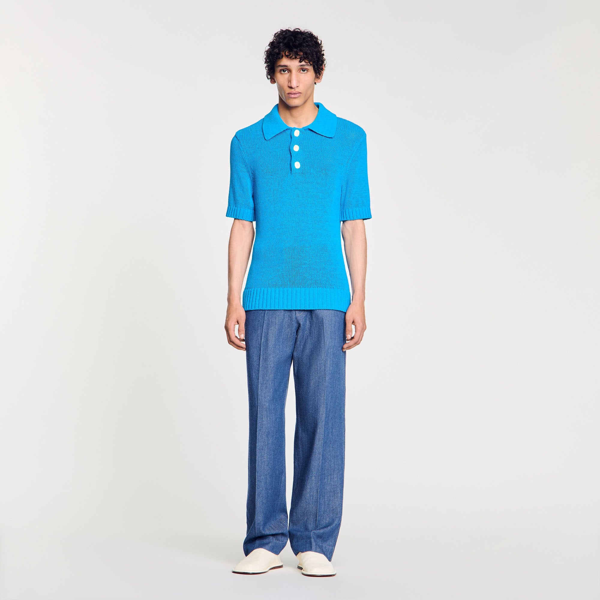 Sandro / Knit polo shirt Azur.