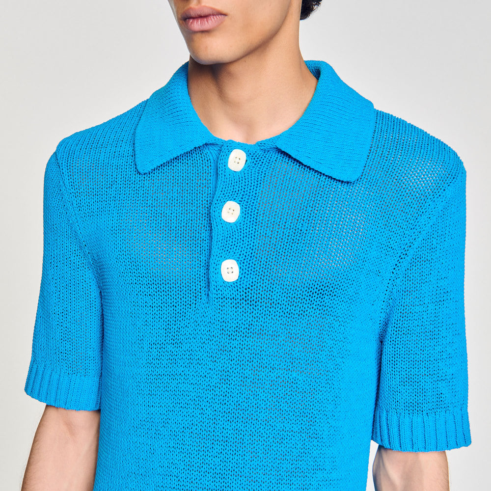 Sandro / Knit polo shirt Azur.