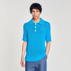 Sandro / Knit polo shirt Azur.