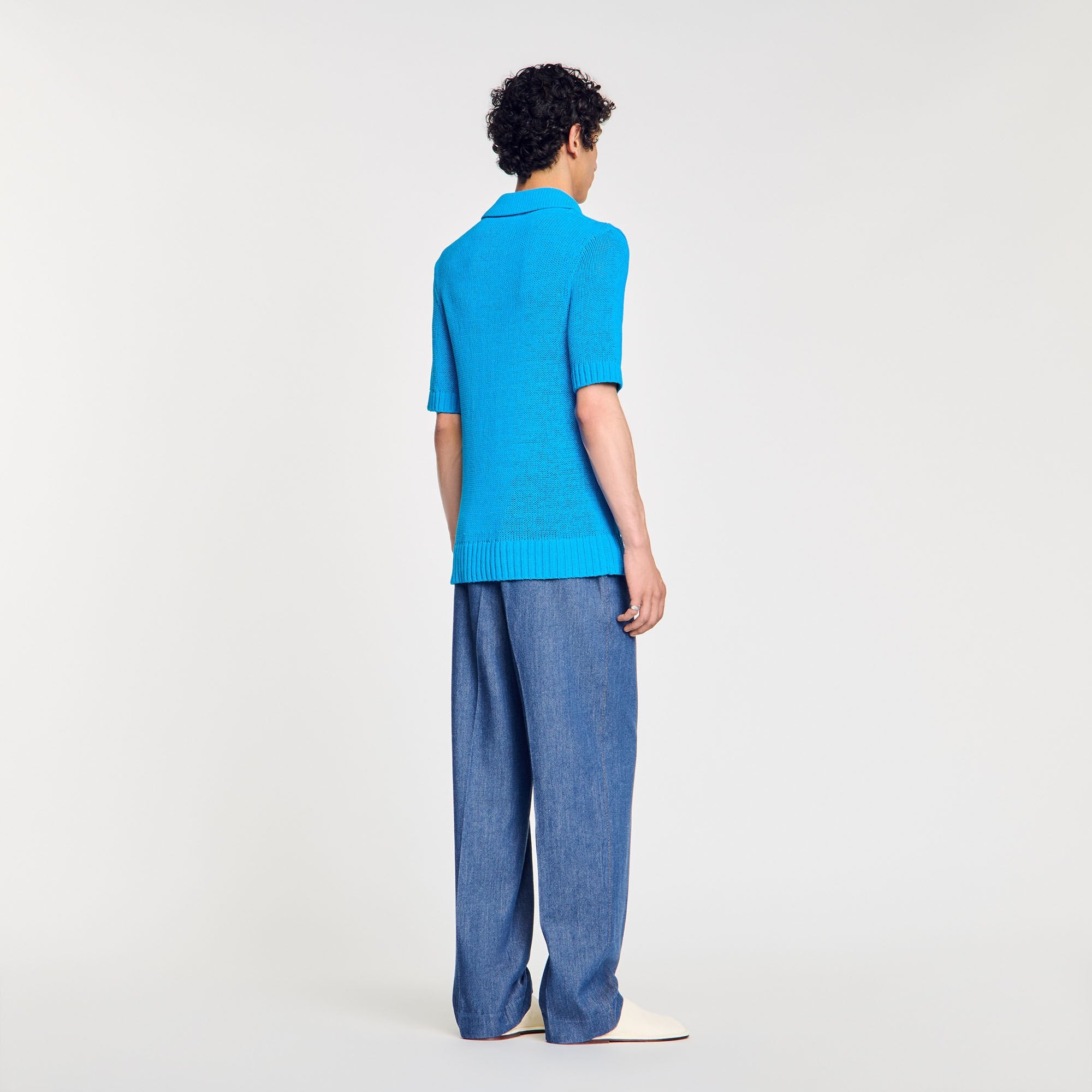 Sandro / Knit polo shirt Azur.
