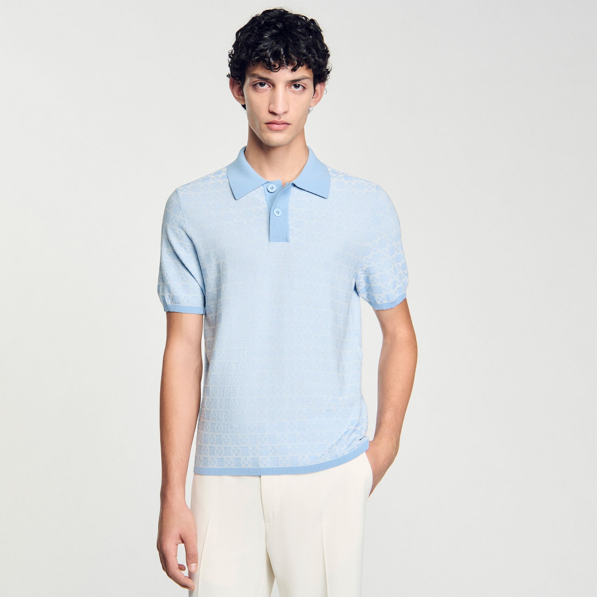 Sandro / Square Cross polo shirt Blue Sky
