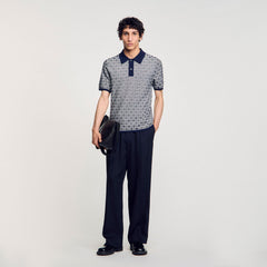 Sandro / Square Cross polo shirt Navy Blue