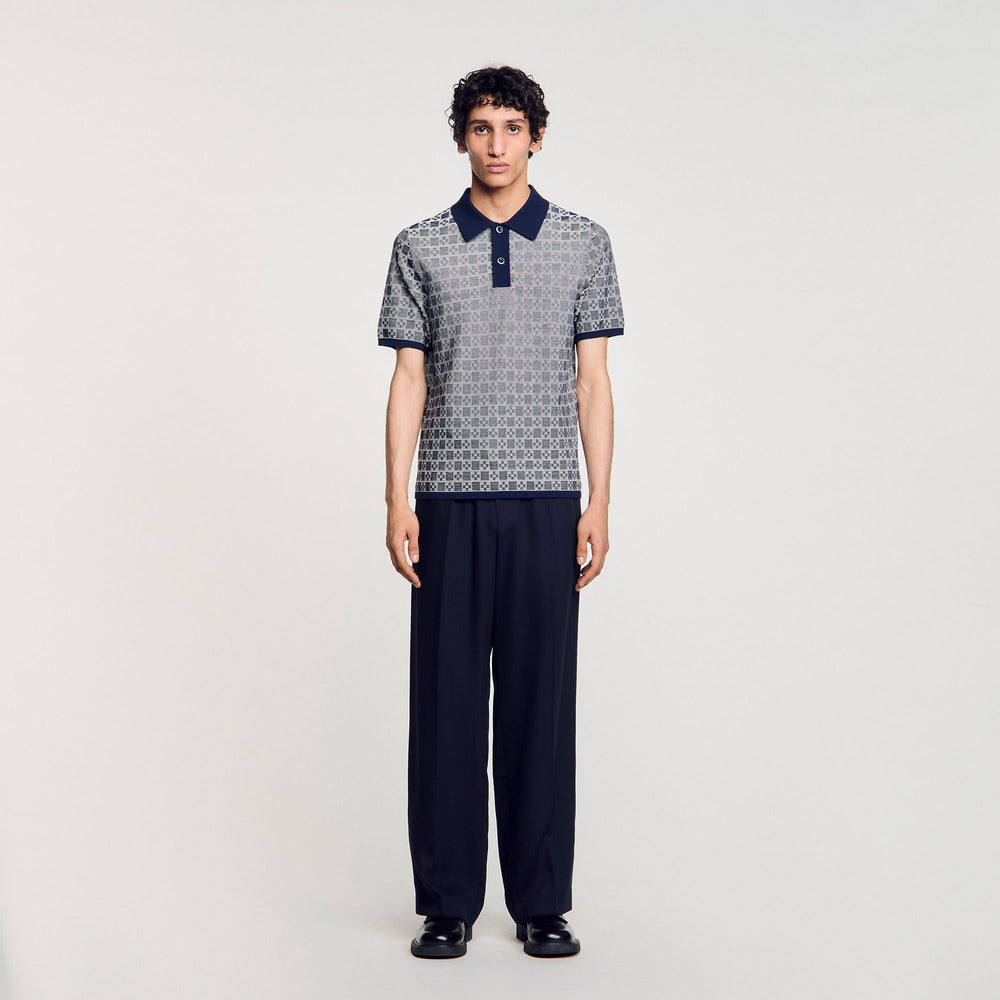 Sandro / Square Cross polo shirt Navy Blue