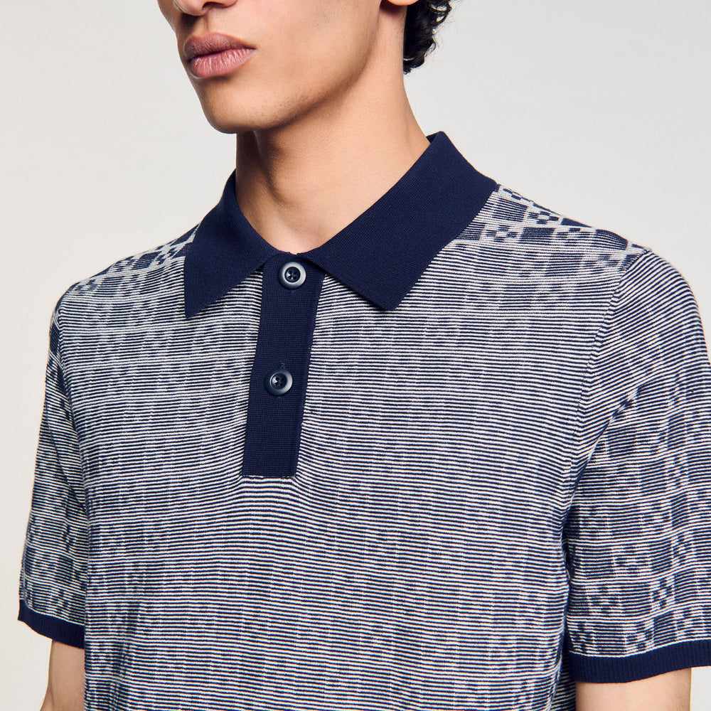 Sandro / Square Cross polo shirt Navy Blue