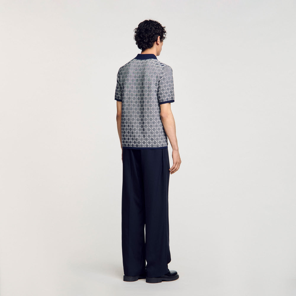 Sandro / Square Cross polo shirt Navy Blue