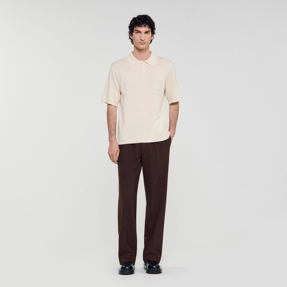Sandro / Polo with rope embroidery Butter Cream