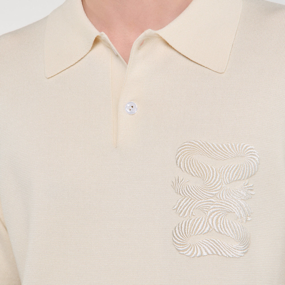 Sandro / Polo with rope embroidery Butter Cream