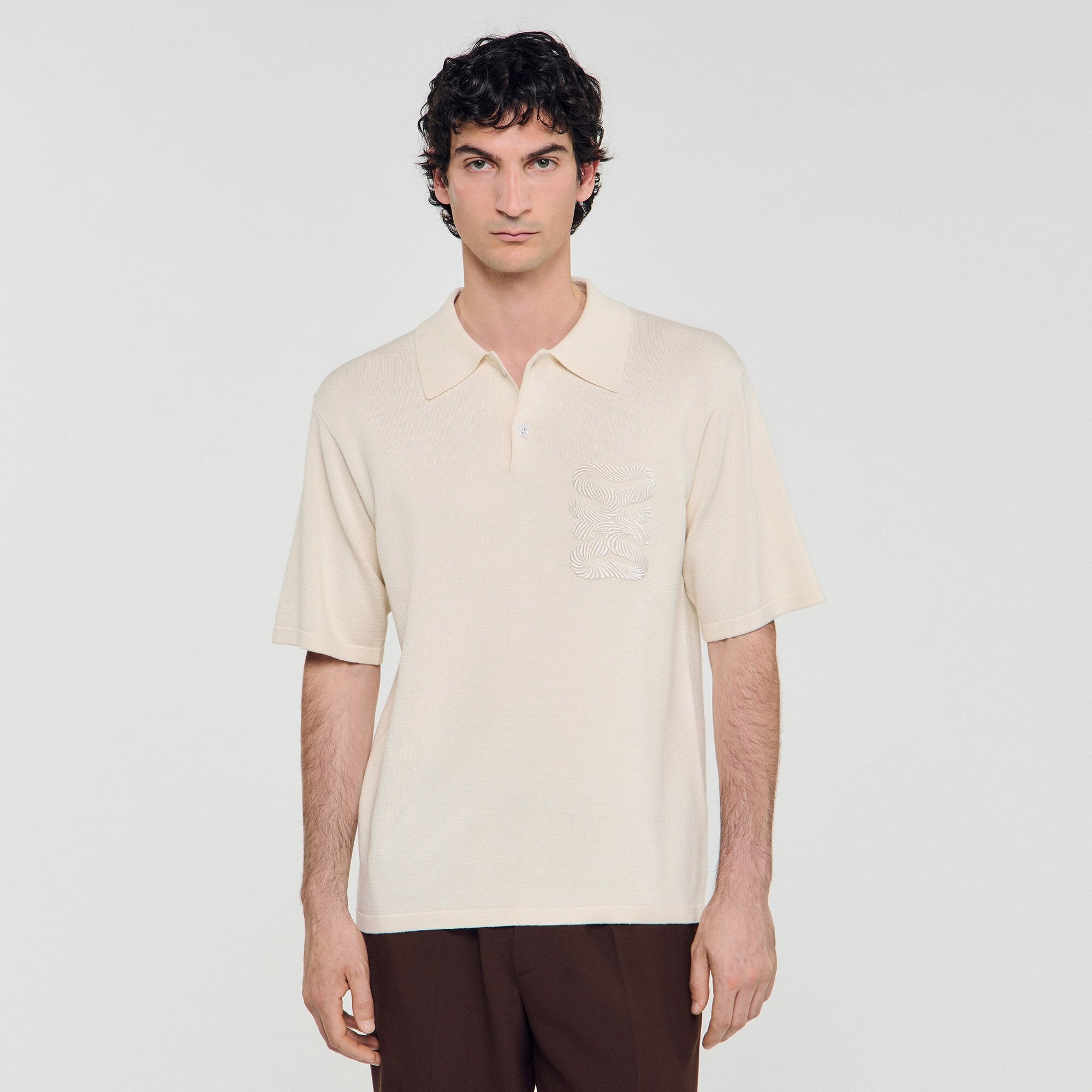 Sandro / Polo with rope embroidery Butter Cream