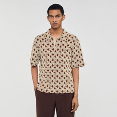 Sandro / Rope jacquard cardigan shirt Butter Cream