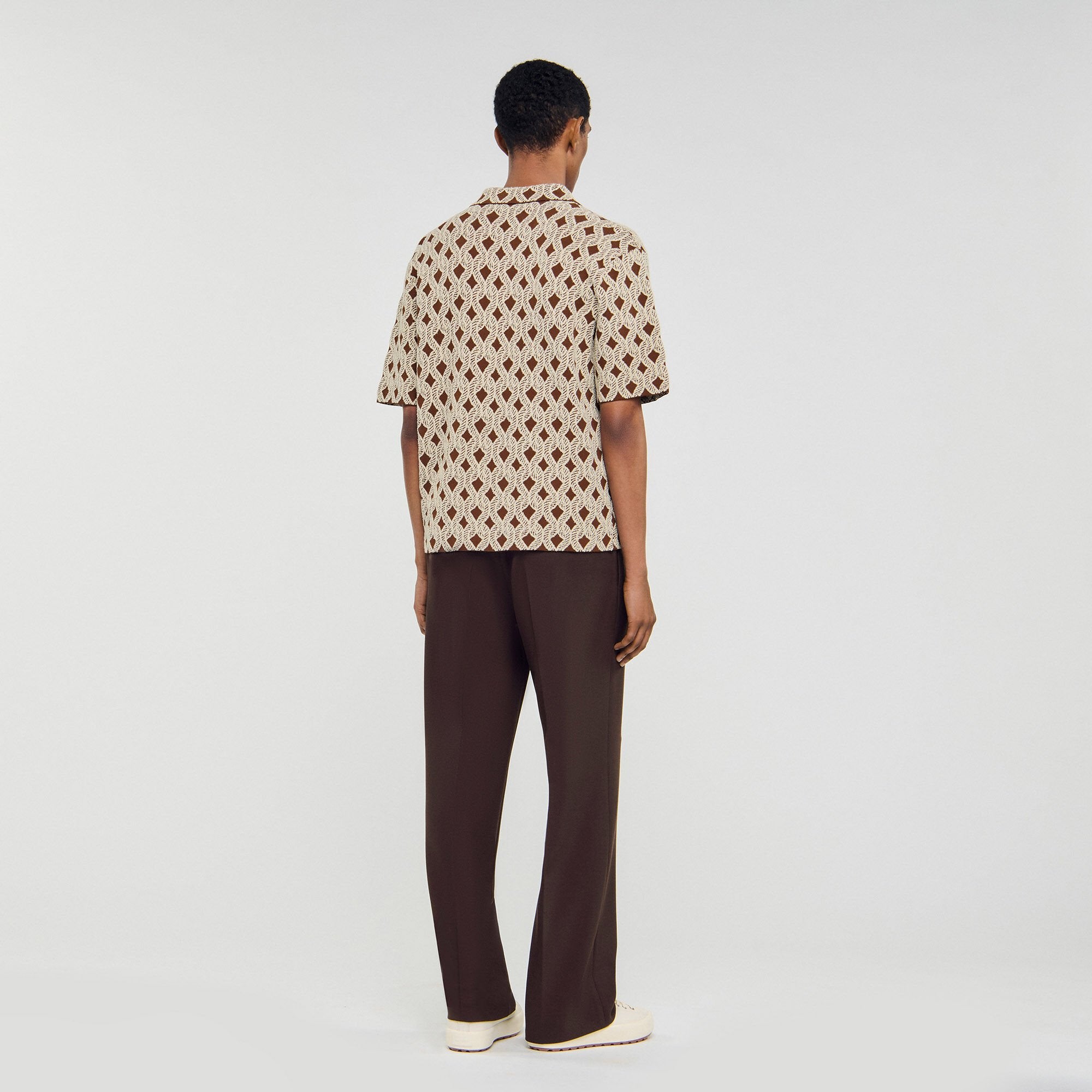 Sandro / Rope jacquard cardigan shirt Butter Cream