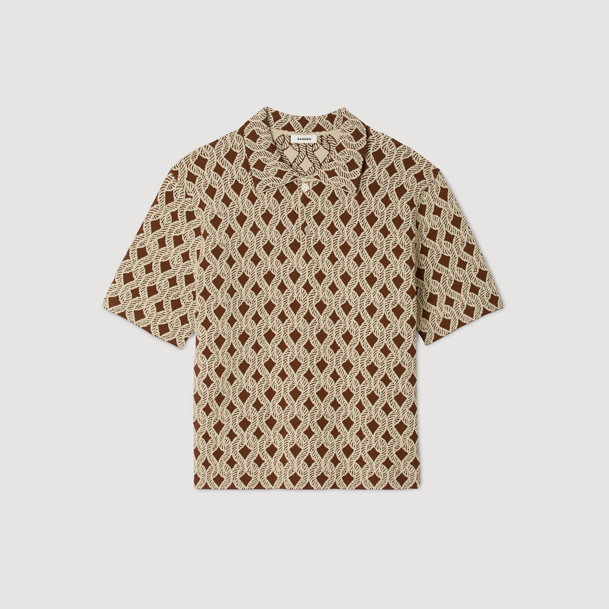 Sandro / Rope jacquard cardigan shirt Butter Cream