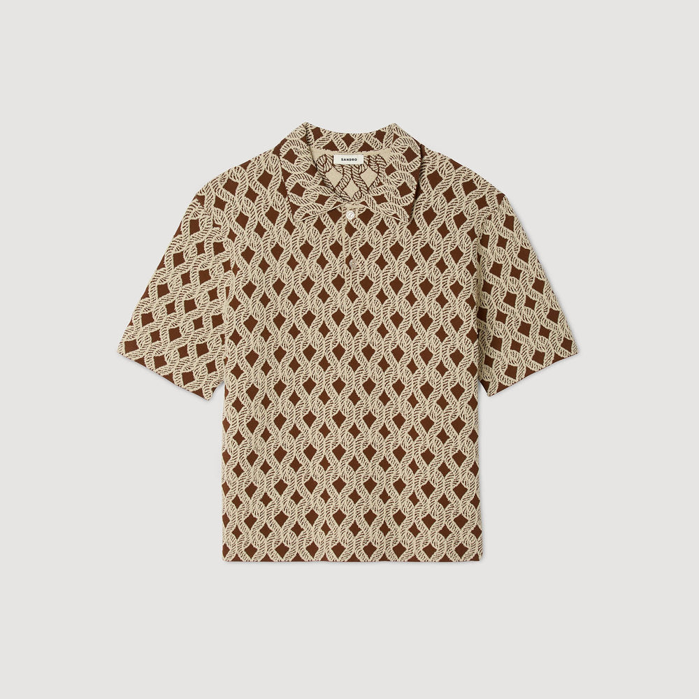 Sandro / Rope jacquard cardigan shirt Butter Cream