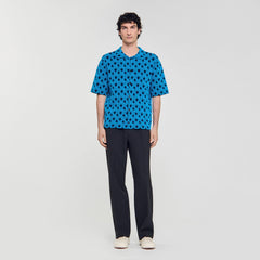 Sandro / Rope jacquard cardigan shirt Turquoise